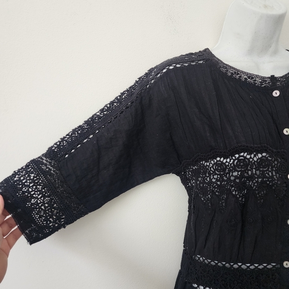 LoveShackFancy Beth Elegant Black Lace Maxi Dress Size P - Picture 10 of 16